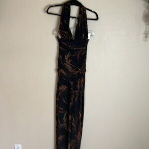 Norma Kamali Bill Printed Halter Jumpsuit